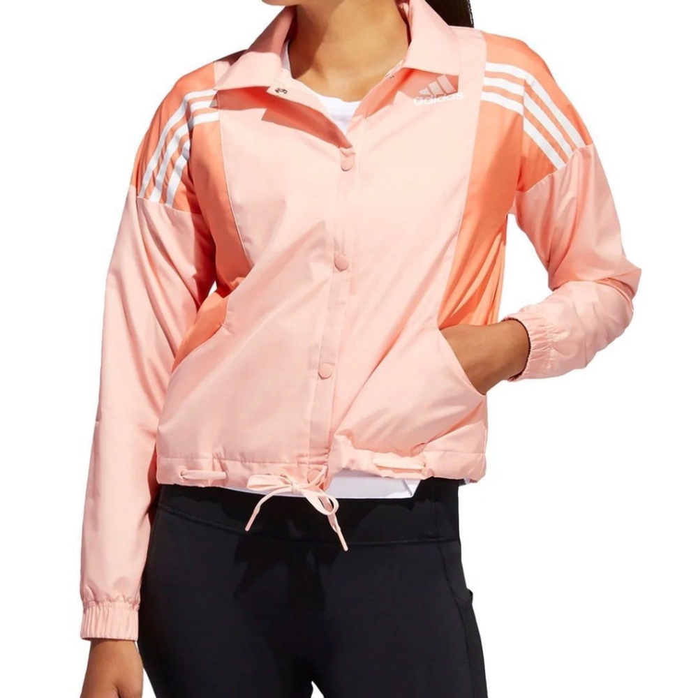 Women, Adidas cropped pink zip up size M